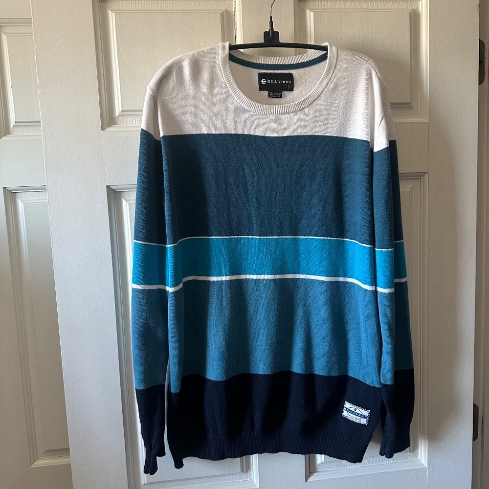 Billabong - Blue/White Colorblock Stripe Sweater - Size L
